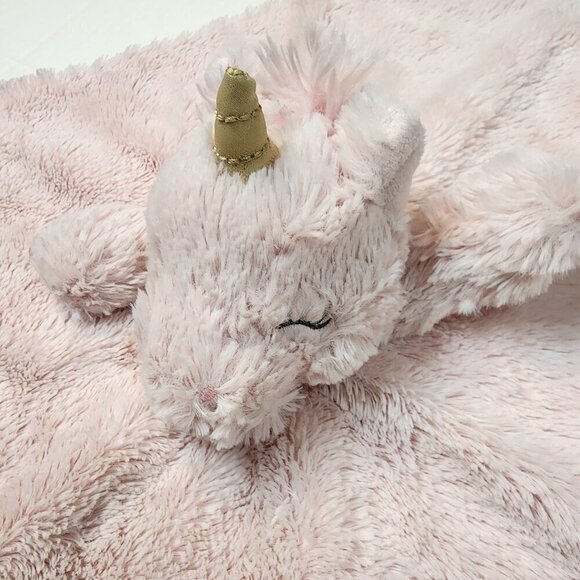 Kellytoy Sleeping unicorn pink plush lovey security blanket rattle toy - Picture 3 of 8